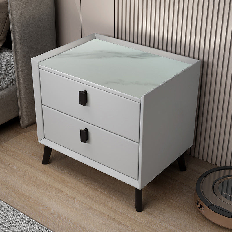 Drawer Storage Night Table Contemporary Bed Nightstand for Bedroom Light Gray 1 Piece Clearhalo 'Bedroom Furniture' 'furn' 'furn_night_stand' 'Furniture' 'night_stand' 'Nightstands' 6532204