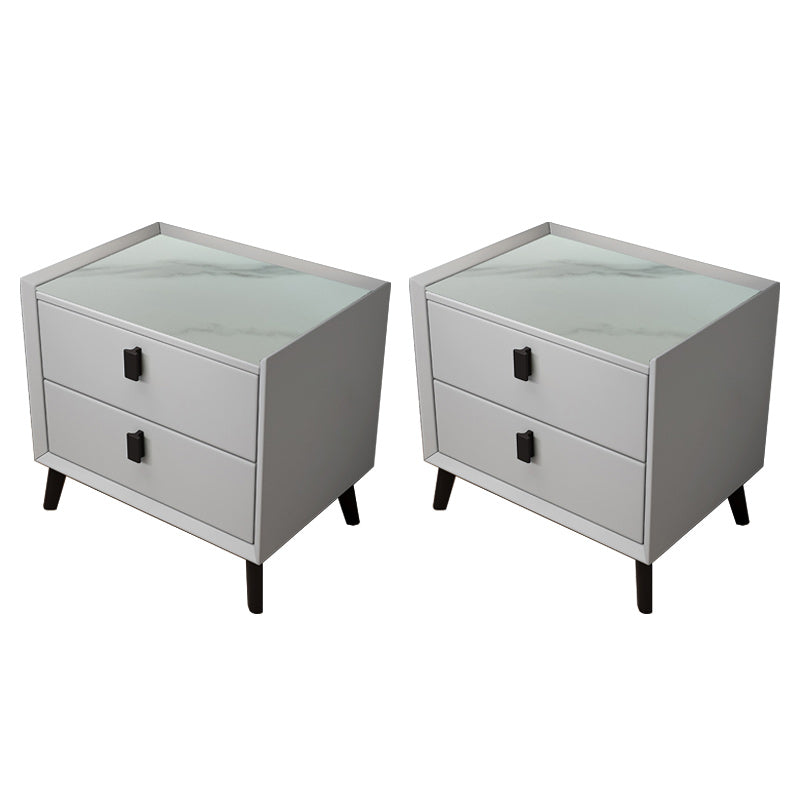 Drawer Storage Night Table Contemporary Bed Nightstand for Bedroom Light Gray 2 Piece Set Clearhalo 'Bedroom Furniture' 'furn' 'furn_night_stand' 'Furniture' 'night_stand' 'Nightstands' 6532205