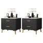 Stone Bed Nightstand Modern Bedside Cabinet with 2 Drawers for Living Room