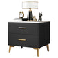 Stone Bed Nightstand Modern Bedside Cabinet with 2 Drawers for Living Room