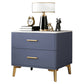 Stone Bed Nightstand Modern Bedside Cabinet with 2 Drawers for Living Room