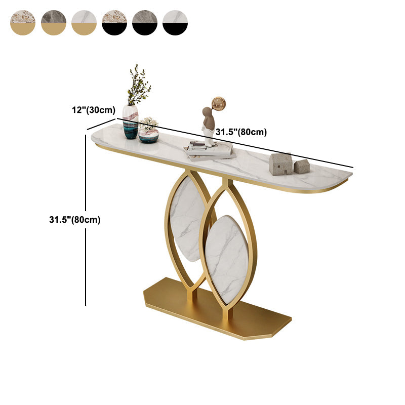 Stone Top Accent Console Table Antique Gold Console Table with Metal Leg Clearhalo 'Console Tables' 'console_tables' 'Entry & Mudroom Furniture' 'furn' 'furn_console_tables' 'Furniture' 6534150