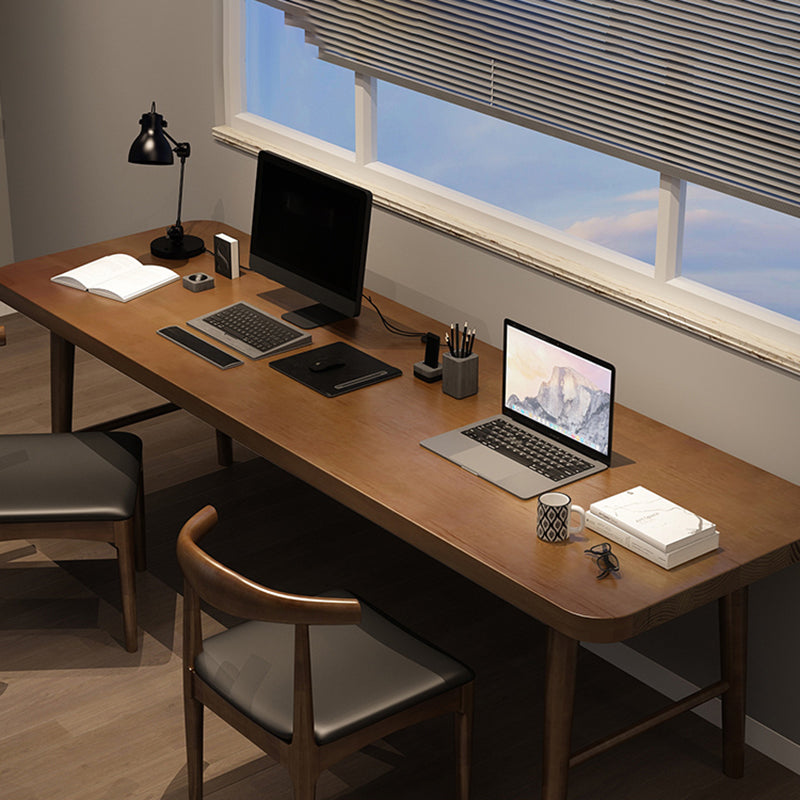 Contemporary Wooden Writing Desk Bedroom Office Desk in Brown Clearhalo 'furn' 'furn_office_desk' 'Furniture' 'Office Desks' 'Office Furniture' 'office_desk' 6534300