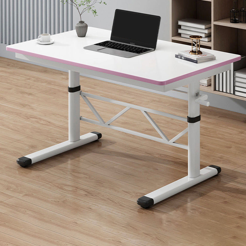 Modern Office Desk Manufactured Wood Adjustable Height Writing Desk 39"L x 24"W x 35"H Pink Clearhalo 'furn' 'furn_office_desk' 'Furniture' 'Office Desks' 'Office Furniture' 'office_desk' 6534335