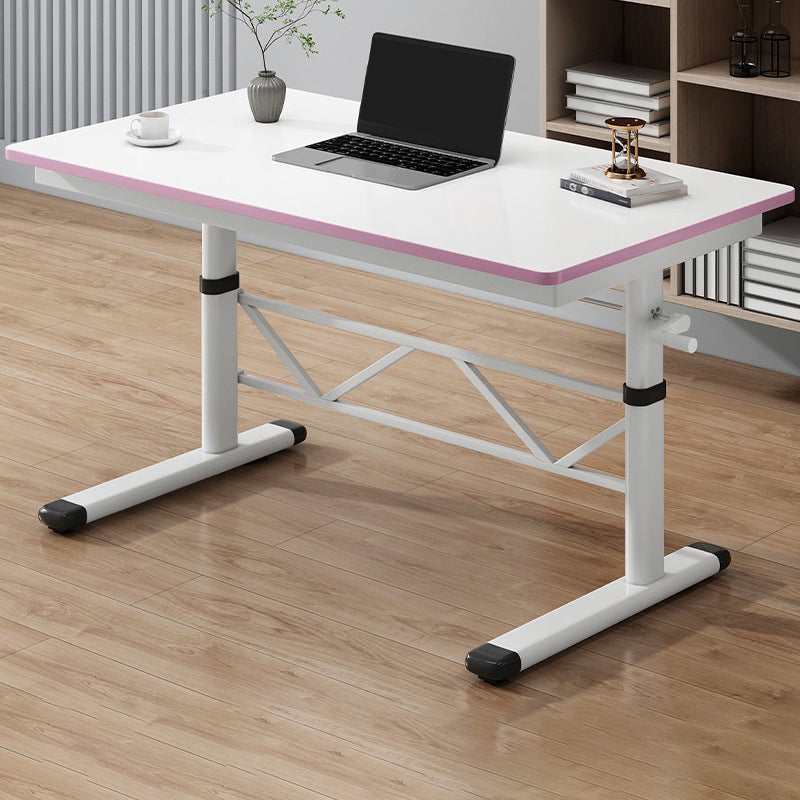 Modern Office Desk Manufactured Wood Adjustable Height Writing Desk 47"L x 24"W x 35"H Pink Clearhalo 'furn' 'furn_office_desk' 'Furniture' 'Office Desks' 'Office Furniture' 'office_desk' 6534343