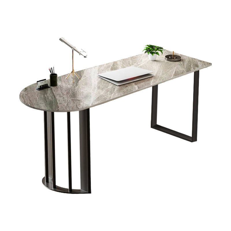 Stone Contemporary Writing Desk Bedroom Office Desk with White Legs Grey Clearhalo 'furn' 'furn_office_desk' 'Furniture' 'Office Desks' 'Office Furniture' 'office_desk' 6534353