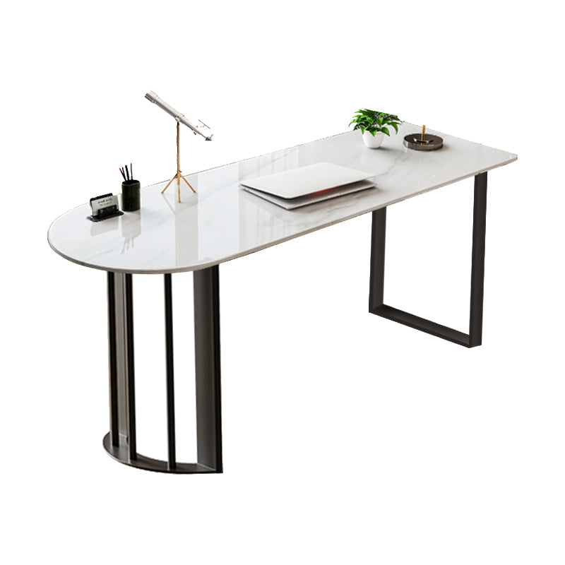 Stone Contemporary Writing Desk Bedroom Office Desk with White Legs White Clearhalo 'furn' 'furn_office_desk' 'Furniture' 'Office Desks' 'Office Furniture' 'office_desk' 6534354