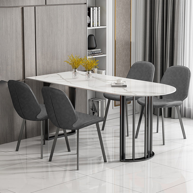 Stone Contemporary Writing Desk Bedroom Office Desk with White Legs Clearhalo 'furn' 'furn_office_desk' 'Furniture' 'Office Desks' 'Office Furniture' 'office_desk' 6534357