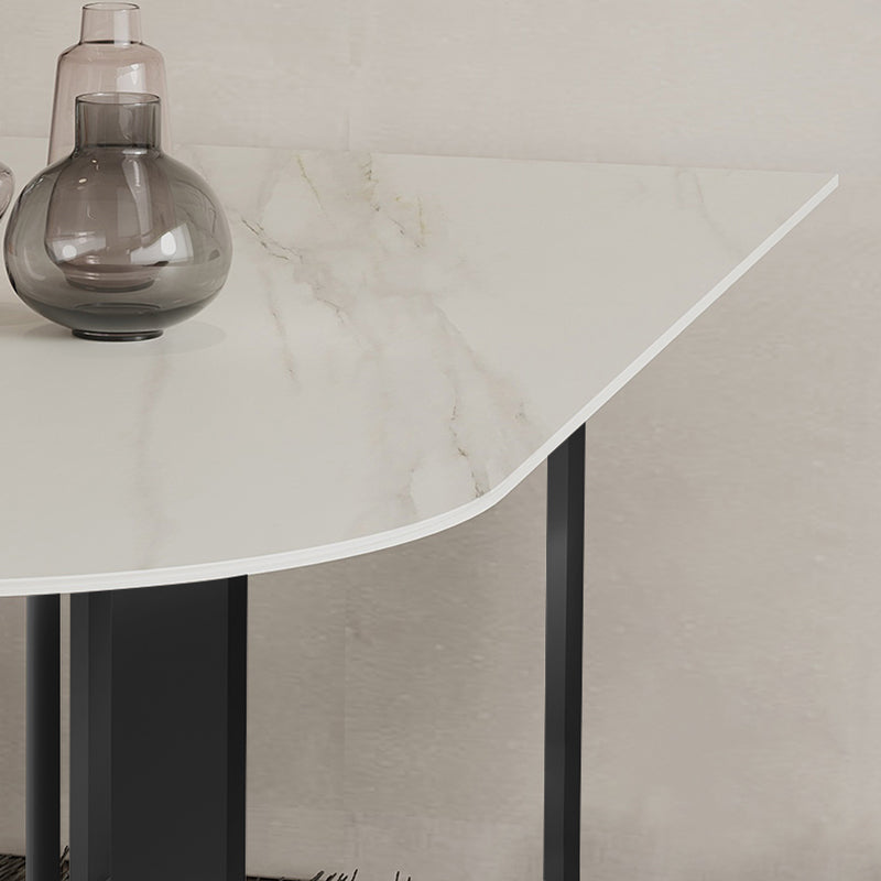 Stone Contemporary Writing Desk Bedroom Office Desk with White Legs Clearhalo 'furn' 'furn_office_desk' 'Furniture' 'Office Desks' 'Office Furniture' 'office_desk' 6534361