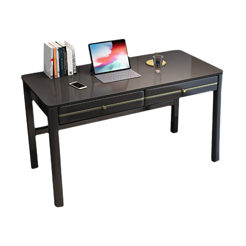 Modern Solid Wood Office Desk 2-drawer 29.53" Tall Writing Desk Clearhalo 'furn' 'furn_office_desk' 'Furniture' 'Office Desks' 'Office Furniture' 'office_desk' 6534482