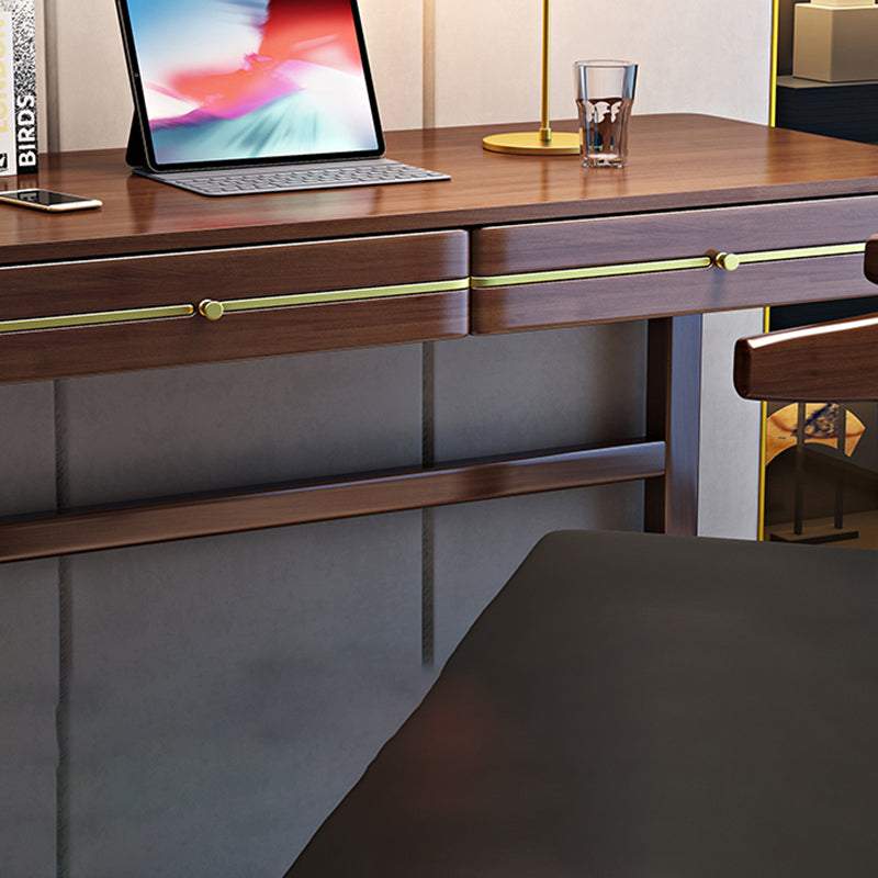 Modern Solid Wood Office Desk 2-drawer 29.53" Tall Writing Desk Clearhalo 'furn' 'furn_office_desk' 'Furniture' 'Office Desks' 'Office Furniture' 'office_desk' 6534485