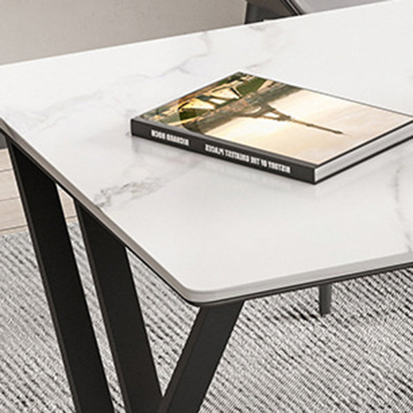 Contemporary Writing Desk Antique Finish Gaming Desk with Metal Legs Clearhalo 'furn' 'furn_office_desk' 'Furniture' 'Office Desks' 'Office Furniture' 'office_desk' 6534653