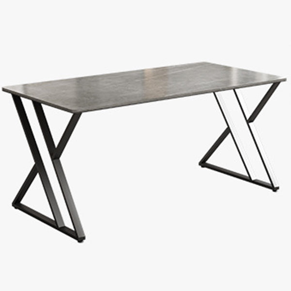 Contemporary Writing Desk Antique Finish Gaming Desk with Metal Legs Gray Clearhalo 'furn' 'furn_office_desk' 'Furniture' 'Office Desks' 'Office Furniture' 'office_desk' 6534655