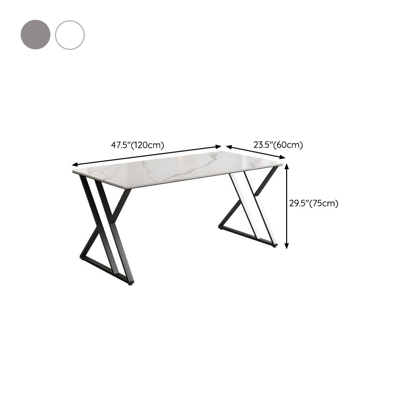 Contemporary Writing Desk Antique Finish Gaming Desk with Metal Legs Clearhalo 'furn' 'furn_office_desk' 'Furniture' 'Office Desks' 'Office Furniture' 'office_desk' 6534657