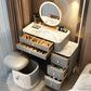 Stone Top Vanity with Storage Drawers Makeup Vanity Desk with Stool and Mirror