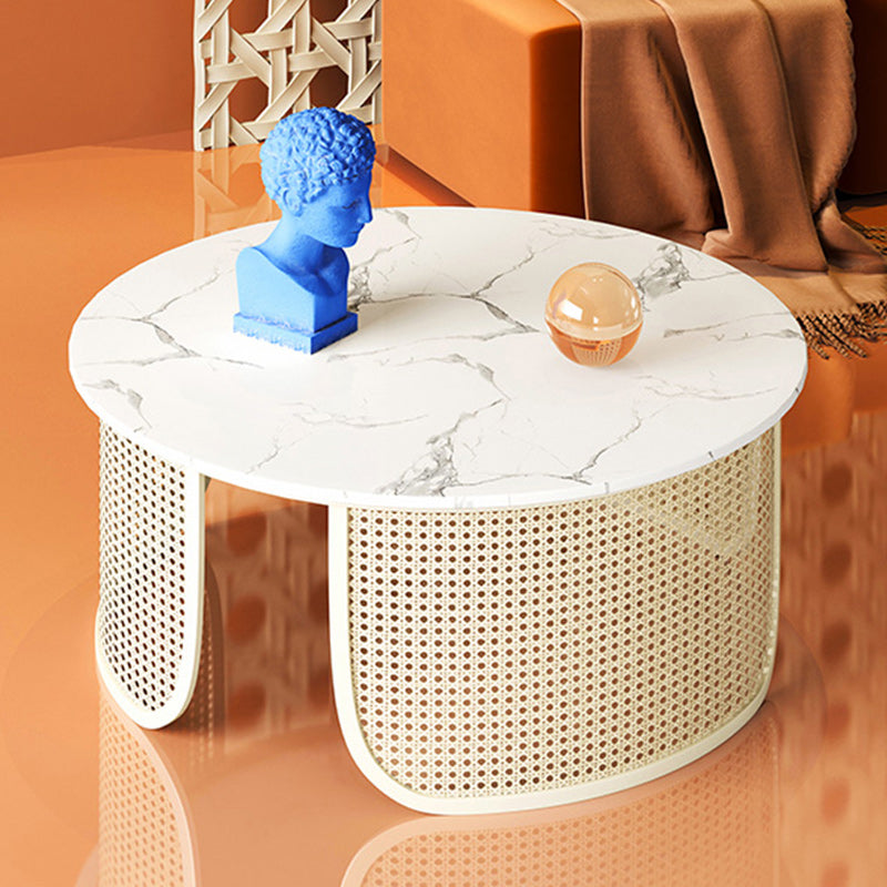 Contemporary Round Cocktail Table Single Slate Coffee Cocktail Table Clearhalo 'Coffee & Accent Tables' 'Coffee Tables' 'coffee_tables' 'furn' 'furn_coffee_tables' 'Furniture' 'Living Room Furniture' 6535275