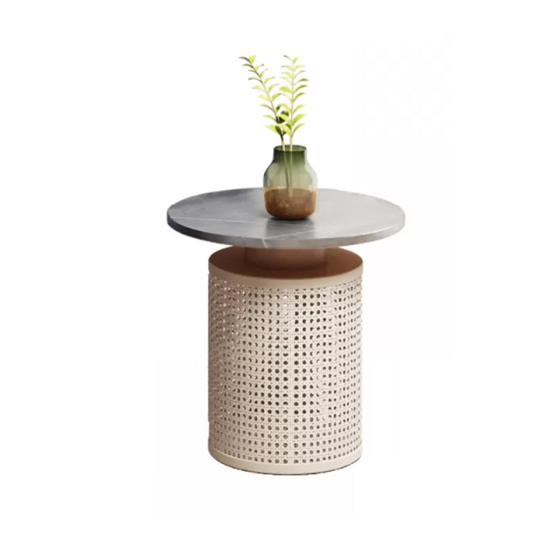 Contemporary Round Cocktail Table Single Slate Coffee Cocktail Table 18"L x 18"W x 20"H Grey Clearhalo 'Coffee & Accent Tables' 'Coffee Tables' 'coffee_tables' 'furn' 'furn_coffee_tables' 'Furniture' 'Living Room Furniture' 6535277