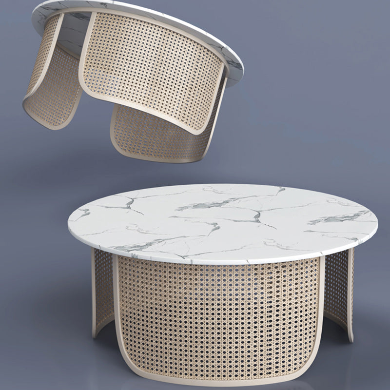 Contemporary Round Cocktail Table Single Slate Coffee Cocktail Table Clearhalo 'Coffee & Accent Tables' 'Coffee Tables' 'coffee_tables' 'furn' 'furn_coffee_tables' 'Furniture' 'Living Room Furniture' 6535278