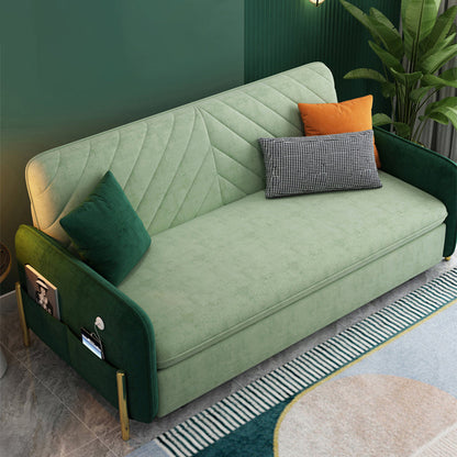 31.69" Square Arm Sleeper Scandinavian Styled Sleeper Sofa Bed in Green