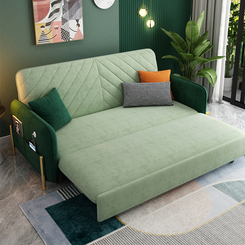 31.69" Square Arm Sleeper Scandinavian Styled Sleeper Sofa Bed in Green