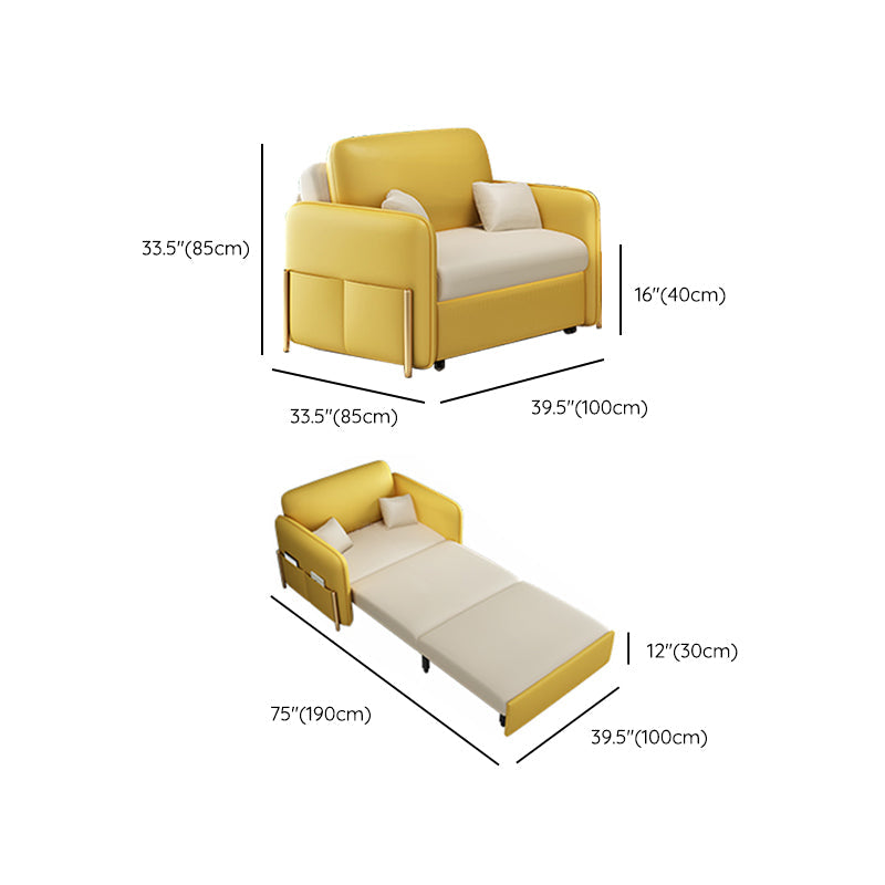 Faux Leather Square Arm Sleeper Glam Styled Sleeper Sofa Bed