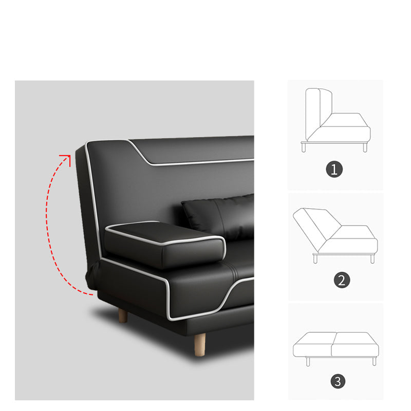 コンテンポラリースタイル33.46 "背の高いソファベッドフェイクレザーコンバーチブルソファ