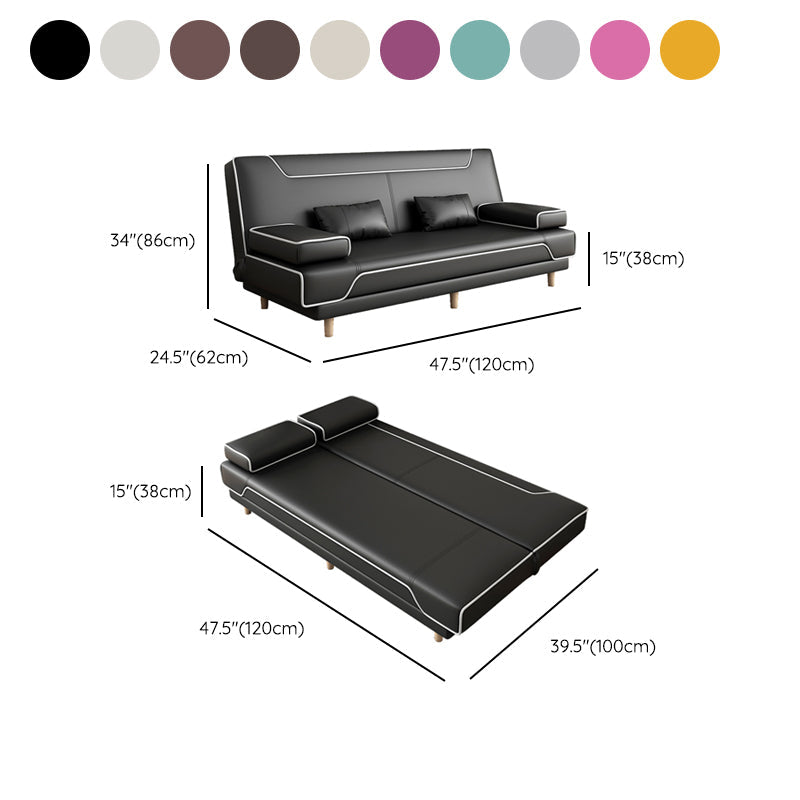 コンテンポラリースタイル33.46 "背の高いソファベッドフェイクレザーコンバーチブルソファ