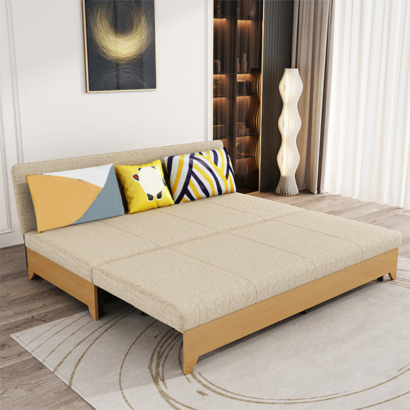 Contemporary 33.46" H Cotton Blend Armless Sleeper Sofa Bed in Beige Storage Included Latex Clearhalo 'furn' 'furn_futons' 'Furniture' 'Futons & Daybeds' 'Futons' 'Living Room Furniture' 6535353