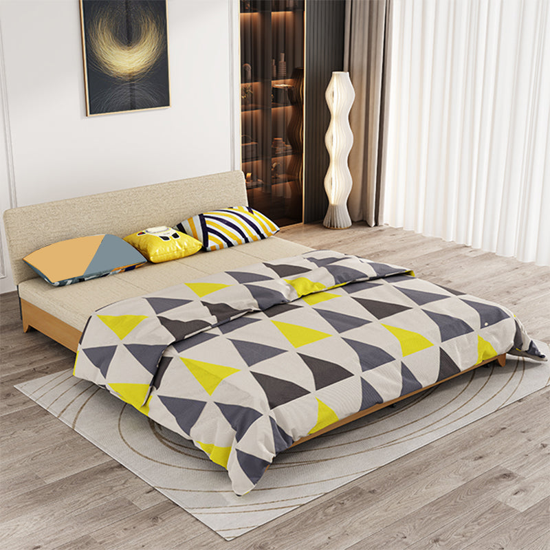 Contemporary 33.46" H Cotton Blend Armless Sleeper Sofa Bed in Beige Storage Included Sponge Clearhalo 'furn' 'furn_futons' 'Furniture' 'Futons & Daybeds' 'Futons' 'Living Room Furniture' 6535354