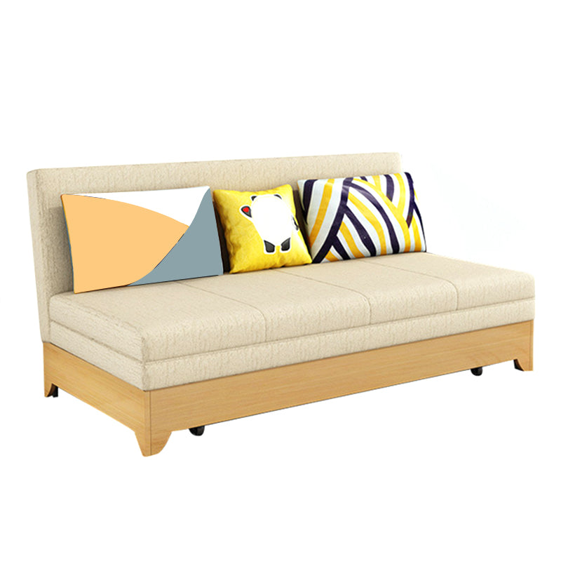 Contemporary 33.46" H Cotton Blend Armless Sleeper Sofa Bed in Beige Storage Not Included Sponge Clearhalo 'furn' 'furn_futons' 'Furniture' 'Futons & Daybeds' 'Futons' 'Living Room Furniture' 6535356