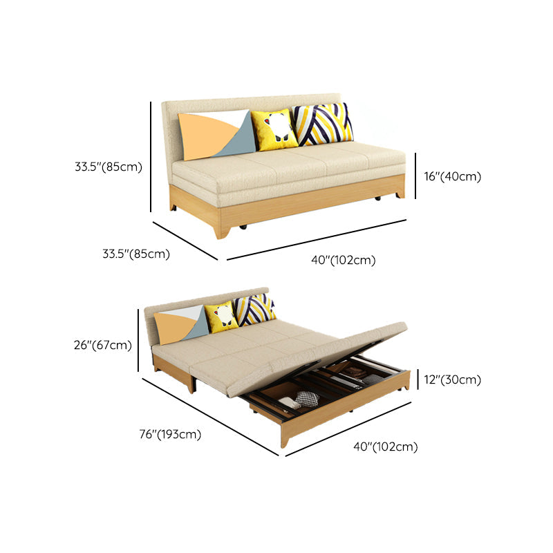 Contemporary 33.46" H Cotton Blend Armless Sleeper Sofa Bed in Beige Clearhalo 'furn' 'furn_futons' 'Furniture' 'Futons & Daybeds' 'Futons' 'Living Room Furniture' 6535362