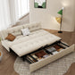 Scandinavian Sofa Bed, Fiber Armless Tufted Back Sleeper Sofa