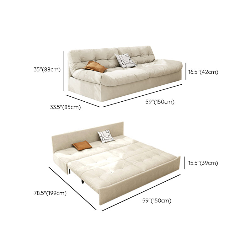Scandinavian Sofa Bed, Fiber Armless Tufted Back Sleeper Sofa
