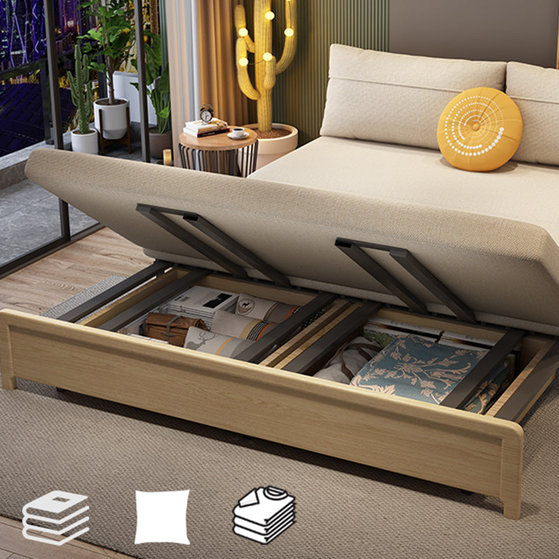 31.5" Linen Blend Armless Sleeper Scandinavian Styled Sleeper Sofa Bed