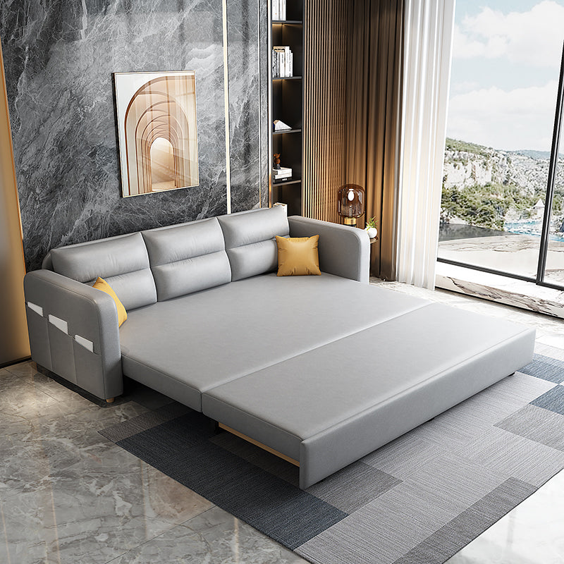 コンテンポラリースクエアアームスリーパーソファボンドレザー布団スリーパーソファ