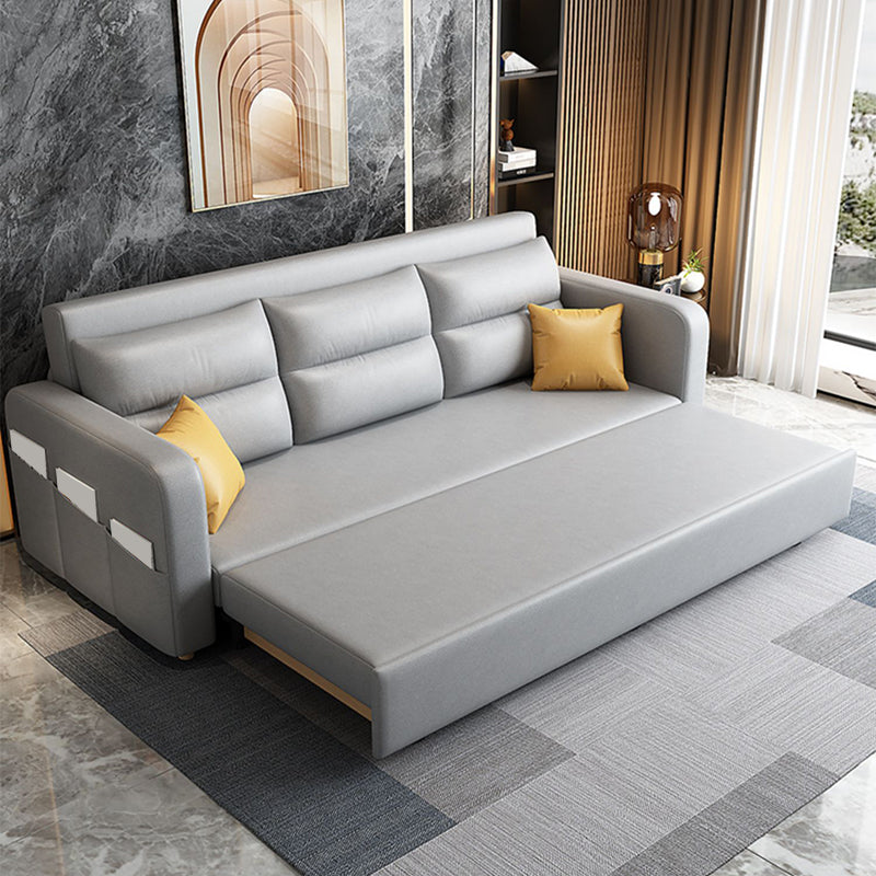 コンテンポラリースクエアアームスリーパーソファボンドレザー布団スリーパーソファ