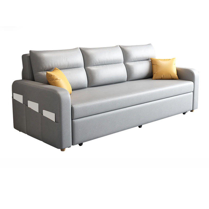 コンテンポラリースクエアアームスリーパーソファボンドレザー布団スリーパーソファ