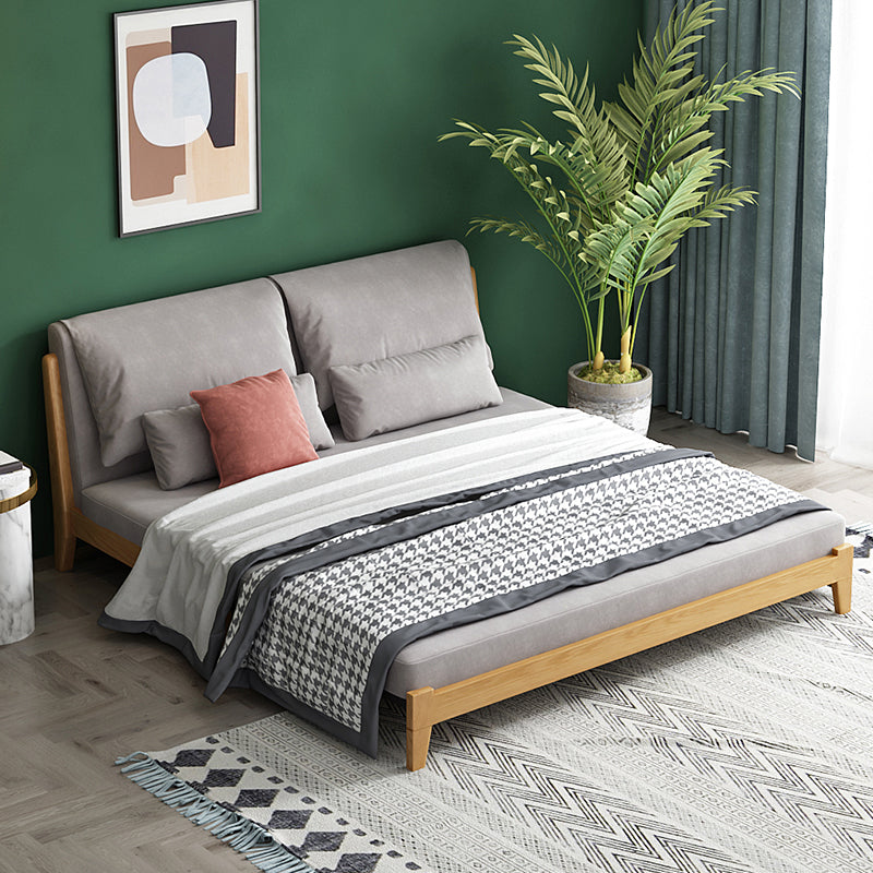 スカンジナビアスタイルのグレーアームレスソファベッドウッドフレームスリーパーソファ