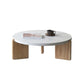 Stone and Solid Wood Coffee or End Table Contemporary Coffee Table in Beige