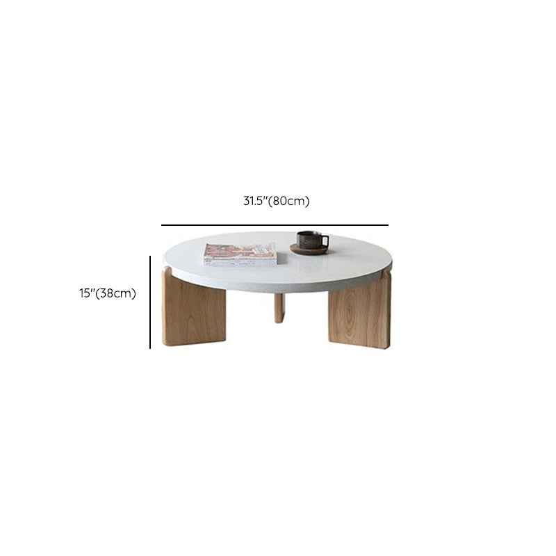 Stone and Solid Wood Coffee or End Table Contemporary Coffee Table in Beige