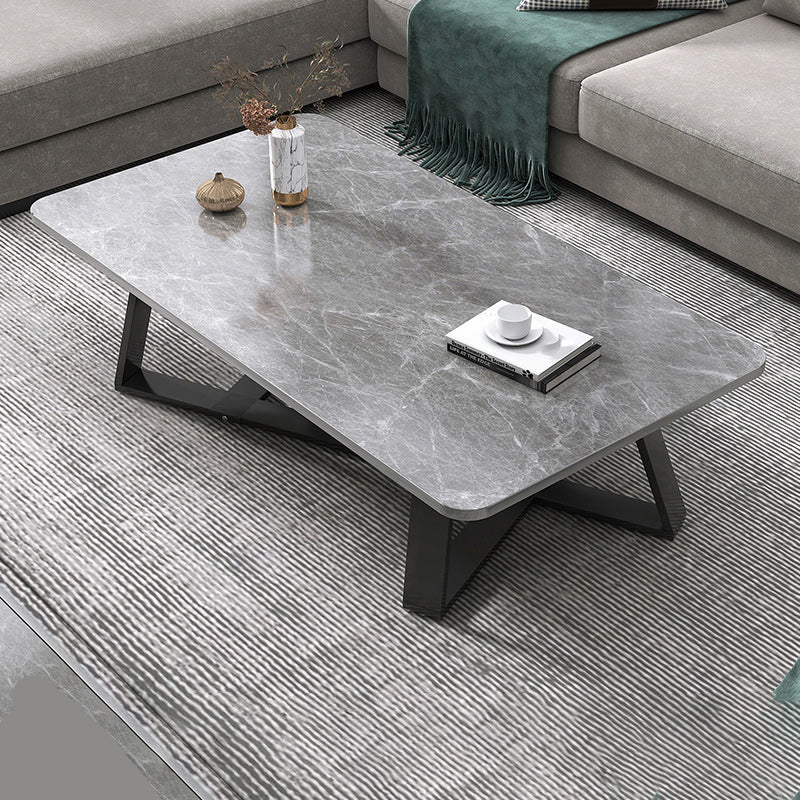 18"H Contemporary Coffee Table Stone Rectangle Cocktail Table 39.4"L x 19.7"W x 18.1"H Gray Clearhalo 'Coffee & Accent Tables' 'Coffee Tables' 'coffee_tables' 'furn' 'furn_coffee_tables' 'Furniture' 'Living Room Furniture' 6535515