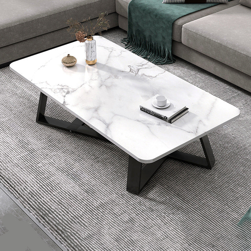 18"H Contemporary Coffee Table Stone Rectangle Cocktail Table 39.4"L x 19.7"W x 18.1"H White Clearhalo 'Coffee & Accent Tables' 'Coffee Tables' 'coffee_tables' 'furn' 'furn_coffee_tables' 'Furniture' 'Living Room Furniture' 6535516