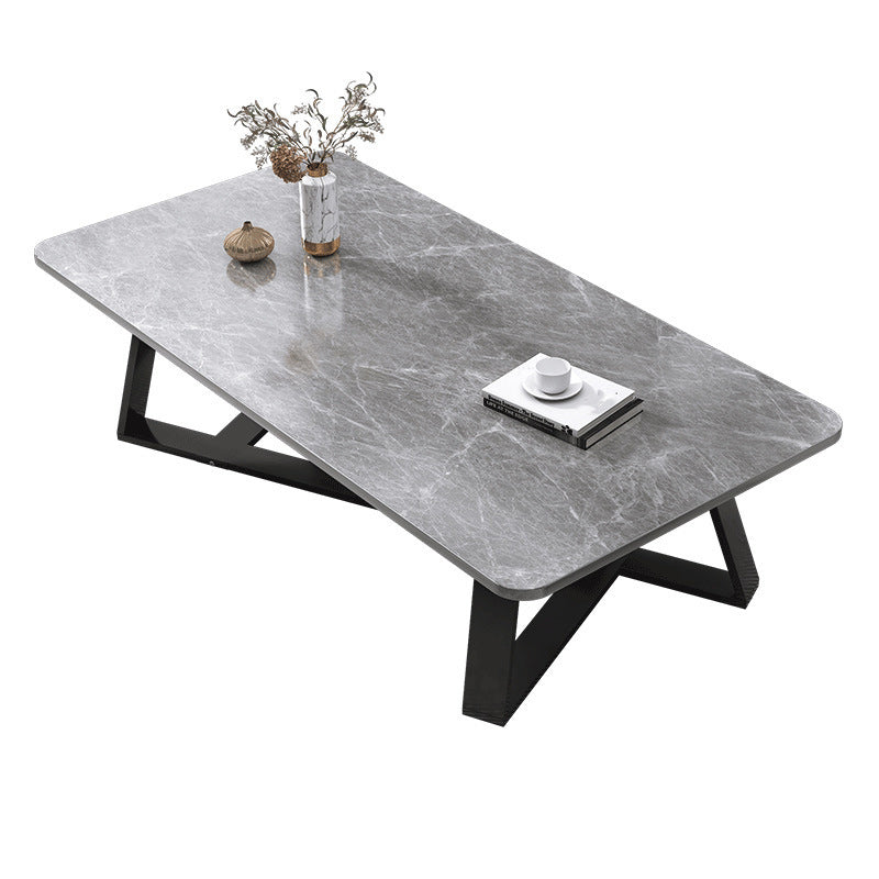 18"H Contemporary Coffee Table Stone Rectangle Cocktail Table Clearhalo 'Coffee & Accent Tables' 'Coffee Tables' 'coffee_tables' 'furn' 'furn_coffee_tables' 'Furniture' 'Living Room Furniture' 6535517