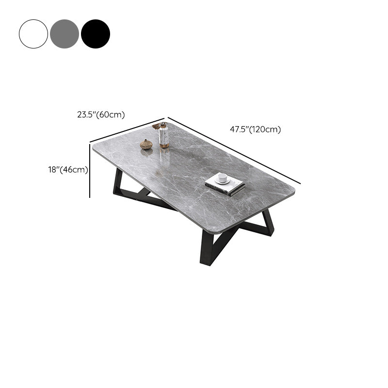18"H Contemporary Coffee Table Stone Rectangle Cocktail Table Clearhalo 'Coffee & Accent Tables' 'Coffee Tables' 'coffee_tables' 'furn' 'furn_coffee_tables' 'Furniture' 'Living Room Furniture' 6535522