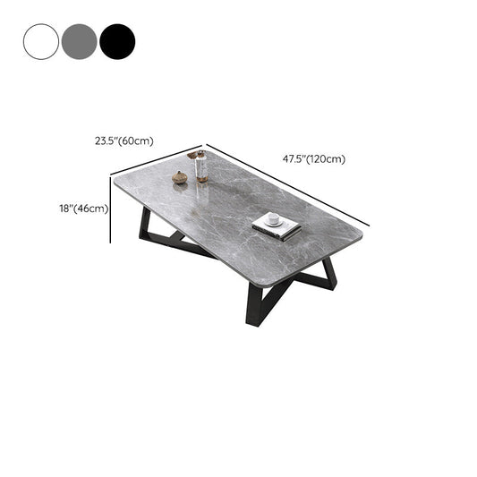 18"H Contemporary Coffee Table Stone Rectangle Cocktail Table Clearhalo 'Coffee & Accent Tables' 'Coffee Tables' 'coffee_tables' 'furn' 'furn_coffee_tables' 'Furniture' 'Living Room Furniture' 6535522