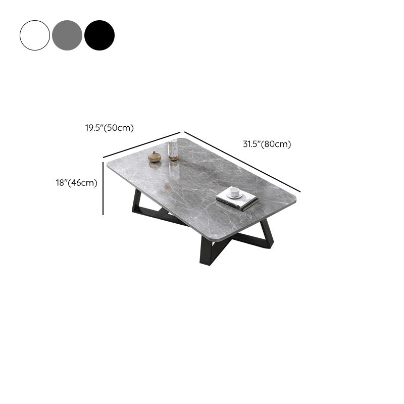 18"H Contemporary Coffee Table Stone Rectangle Cocktail Table Clearhalo 'Coffee & Accent Tables' 'Coffee Tables' 'coffee_tables' 'furn' 'furn_coffee_tables' 'Furniture' 'Living Room Furniture' 6535524