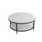17"H Contemporary Coffee Table Round Stone Cocktail Table with Storage