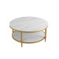 17"H Contemporary Coffee Table Round Stone Cocktail Table with Storage