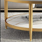 17"H Contemporary Coffee Table Round Stone Cocktail Table with Storage