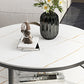 17"H Contemporary Coffee Table Round Stone Cocktail Table with Storage